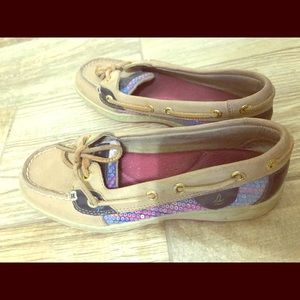 Beige blue pink Sperry Top - Sider Loafers 👞